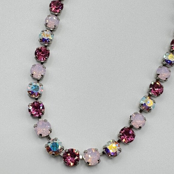 Handmade Swarovski Crystal Necklace | Pink, Fuchsia & Iridescent Elegant Jewelry - Picture 2 of 7